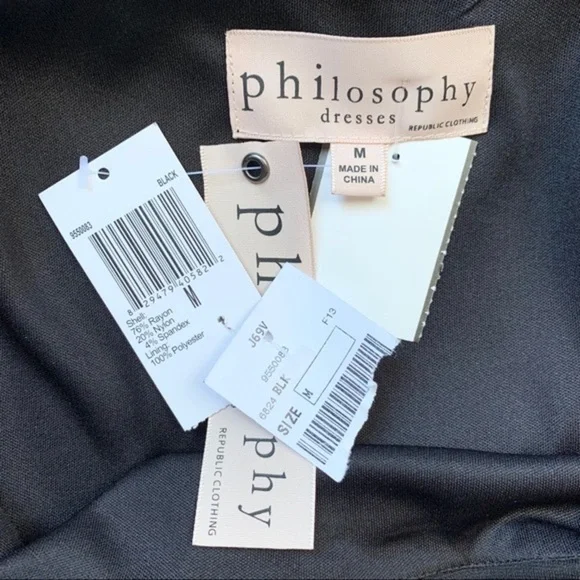 NWT Philosophy Scalloped Layered Black Shift Dress LBD Classic Capsule Luxury - Picture 11 of 15